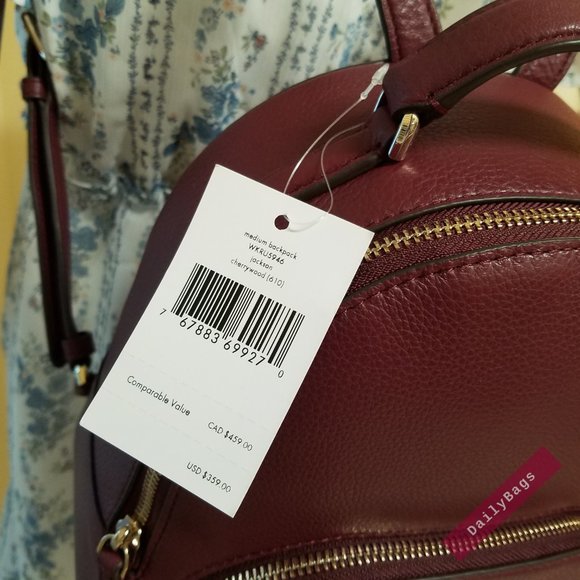 KATE SPADE MEDIUM JACKSON BACKPACK CHERRYWOOD RED - Picture 6 of 13